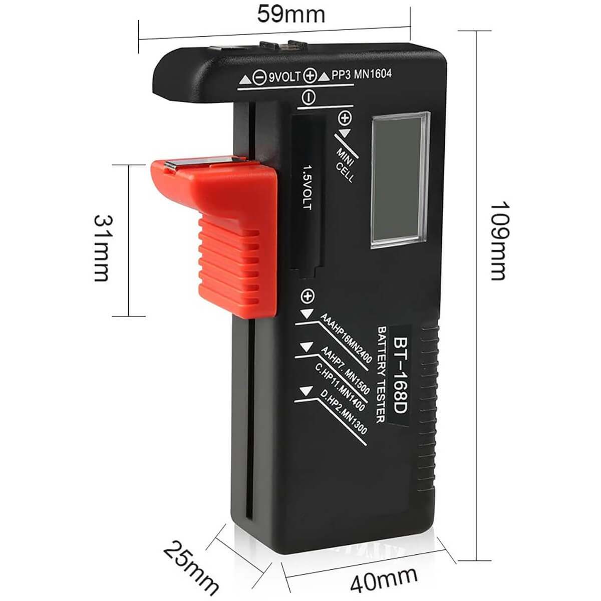 Universal Digital Battery Tester Dimensions