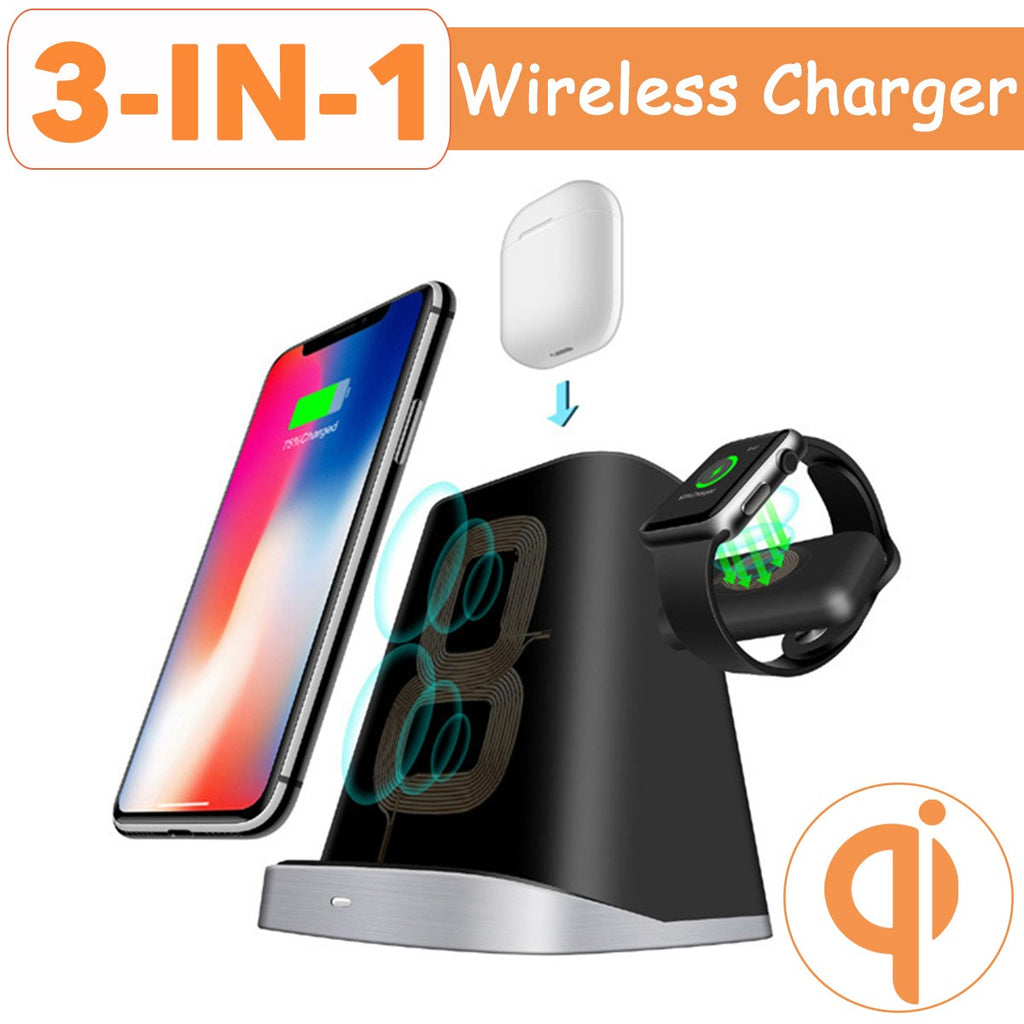 3-in-1 Wireless Charger Station Qi Logo