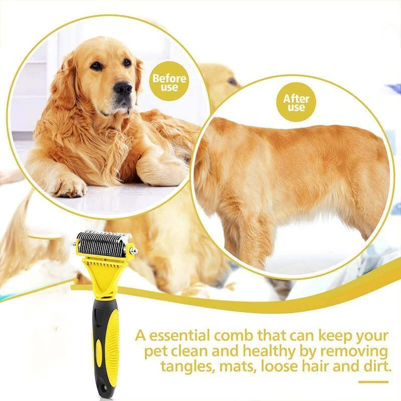 Dog Dematting Comb Deshedding Rake Before After Use