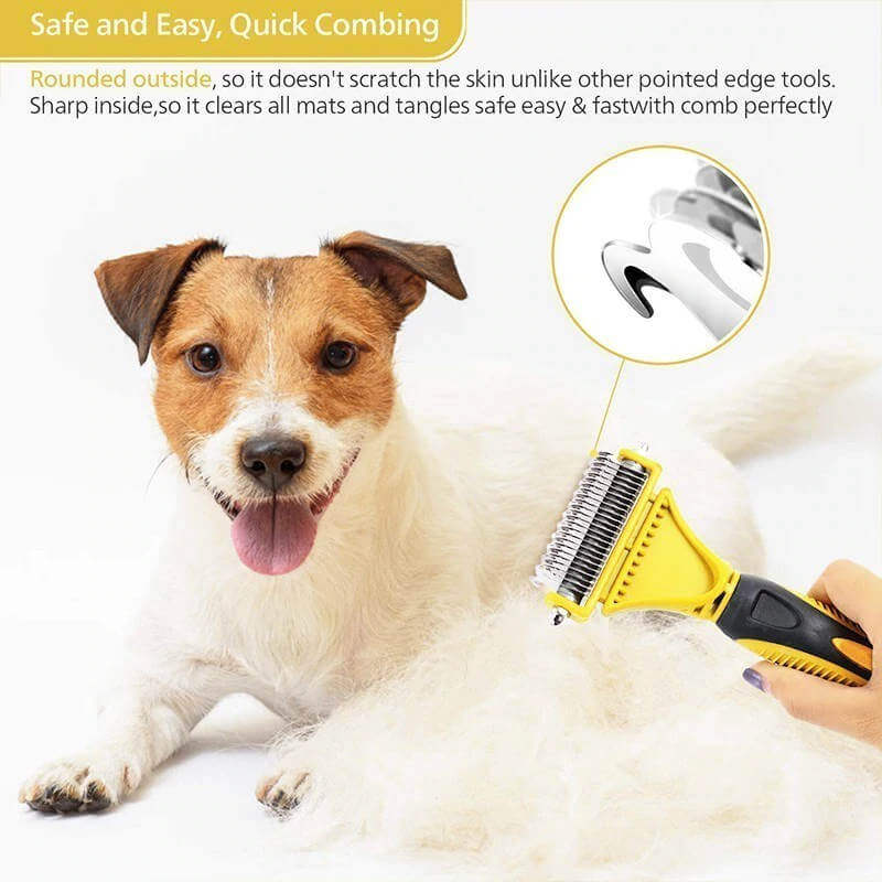 Dog Dematting Comb Deshedding Rake Safe Easy