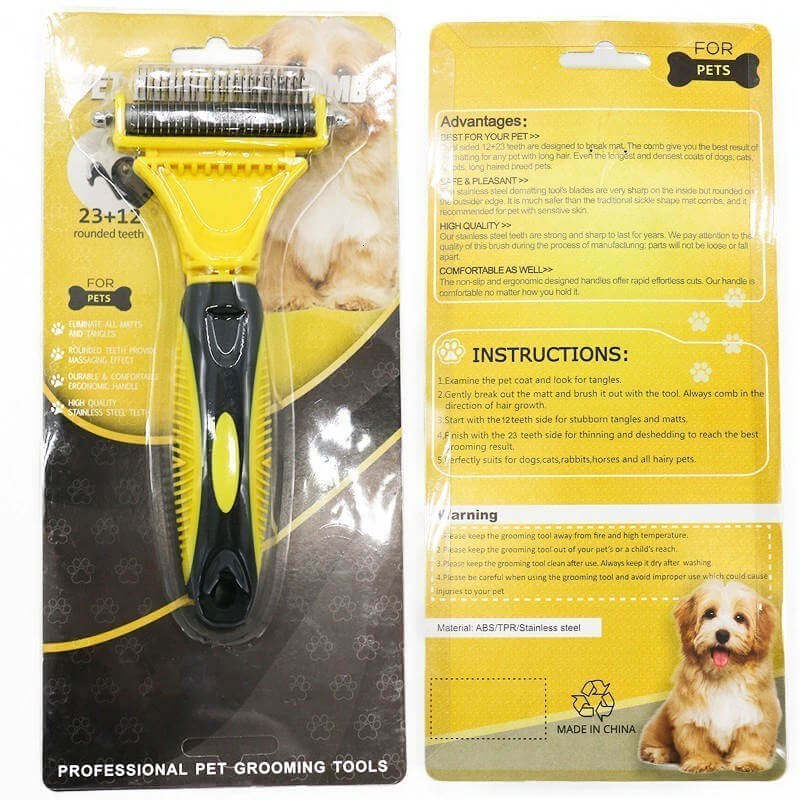 Dog Dematting Comb Deshedding Rake Packaging
